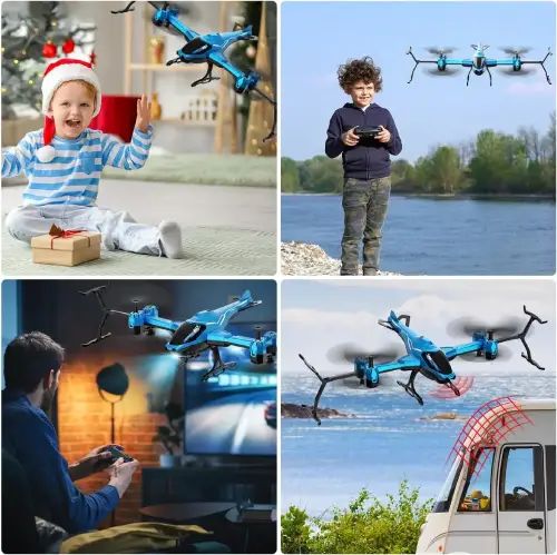 DRONE AVIÓN A CONTROL REMOTO PLEGABLE LUCES LED 10M 34x19x8cm - imagen 3