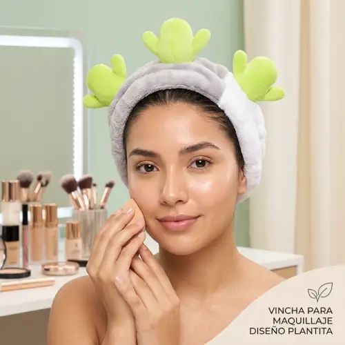 VINCHA PARA MAQUILLAJE DISEÑO PLANTITA - imagen 2