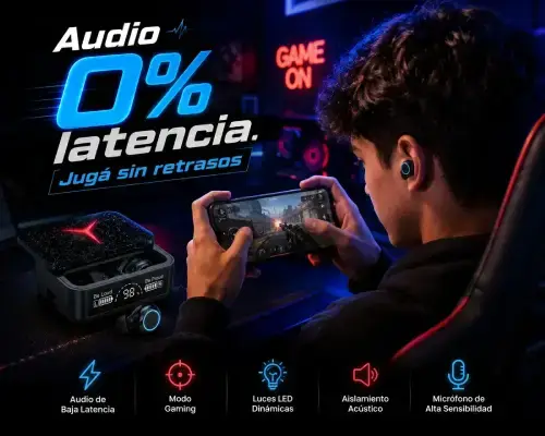 AURICULARES BLUETOOTH M90 V5.2 ENC MODO GAMING BAJA LATENCIA - imagen 5