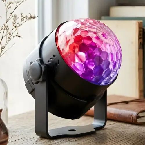 Luz Disco Media Bola RGB Giratoria Con Base - imagen 4
