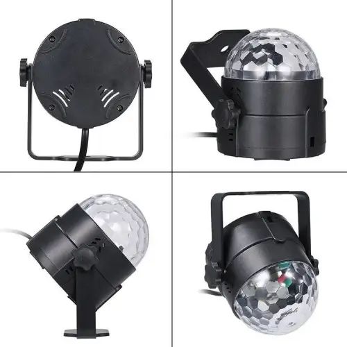 Luz Disco Media Bola RGB Giratoria Con Base - imagen 3