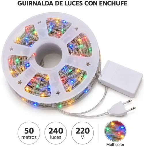 LUCES MULTICOLOR x240 HILO 50mts c/ENCHUFE 220V - imagen 2
