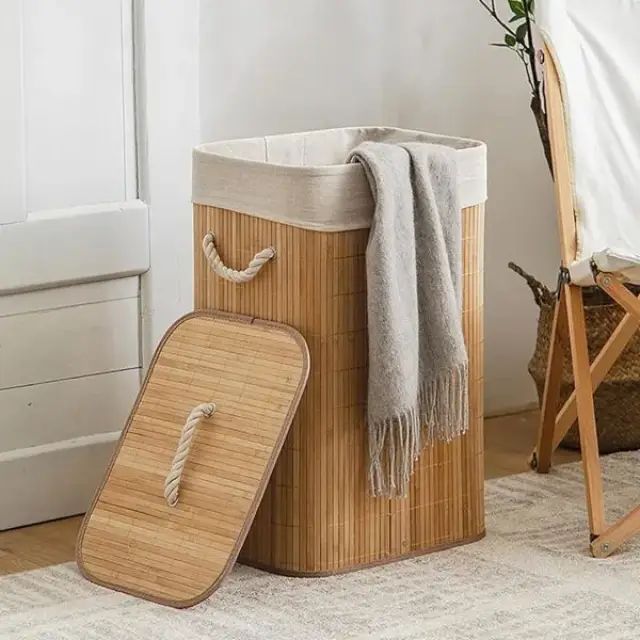 Cesta De Baño Plegable De Bambú - imagen 2