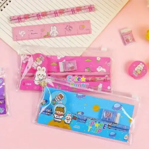 Set Escolar con Cartuchera Lápices Goma Sacapuntas y Regla - imagen 3