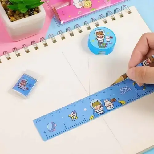 Set Escolar con Cartuchera Lápices Goma Sacapuntas y Regla - imagen 2