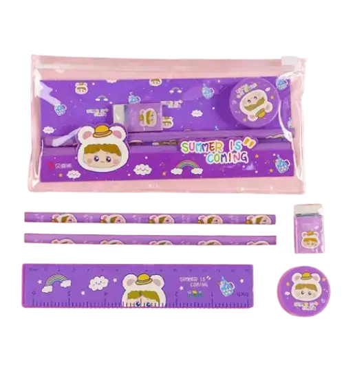 Set Escolar con Cartuchera Lápices Goma Sacapuntas y Regla - imagen principal