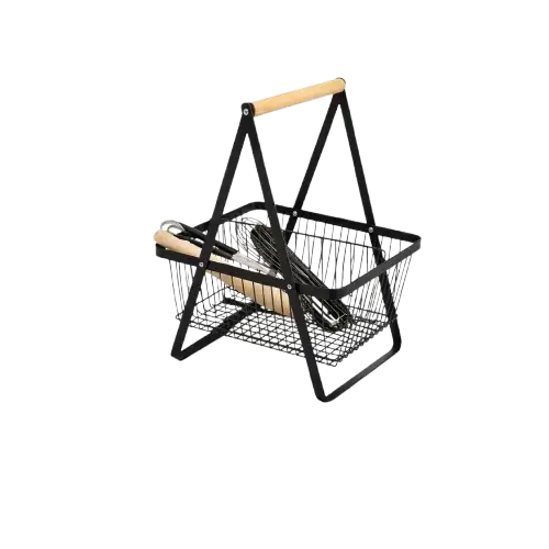 Canasto Organizador Plegable de Metal con Asa de Madera 36x30x23cm - imagen 1