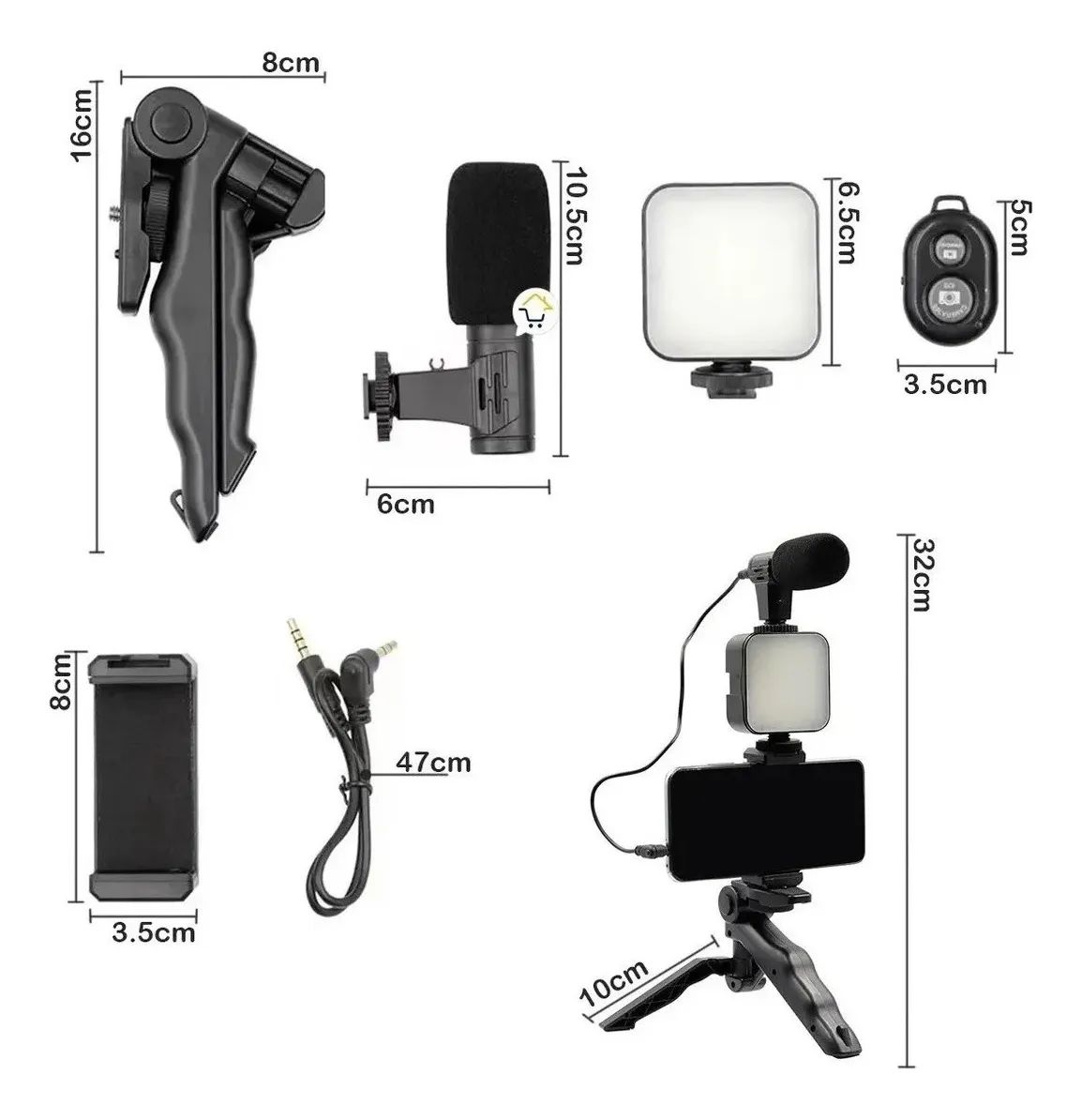 Soporte Estabilizador Para Celular Con Luz Y Micrófono - imagen 2