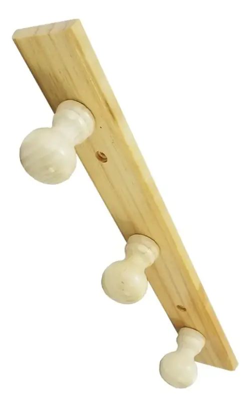 Perchero madera 3 ganchos de madera 35 cm - imagen 2