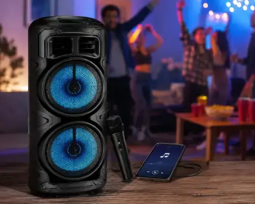 Parlante Bluetooth Doble 8" 20W USB TF FM TWS AUX con Micrófono - imagen 2