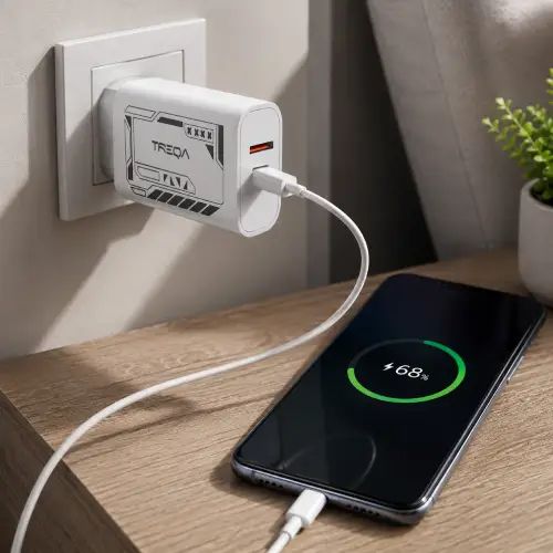 CARGADOR USB 12V 1.5A Y TIPO C 15V 3A CARGA RÁPIDA TREQA ABS 100-240V 65W - imagen 2