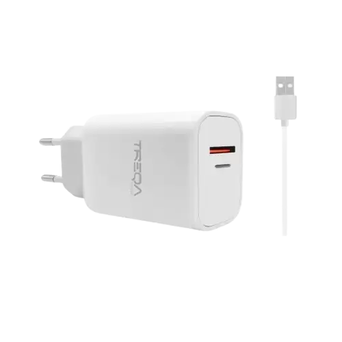 CARGADOR USB Y MICRO USB CON CABLE CARGA RÁPIDA TREQA 100-240V 38W ABS - imagen 1