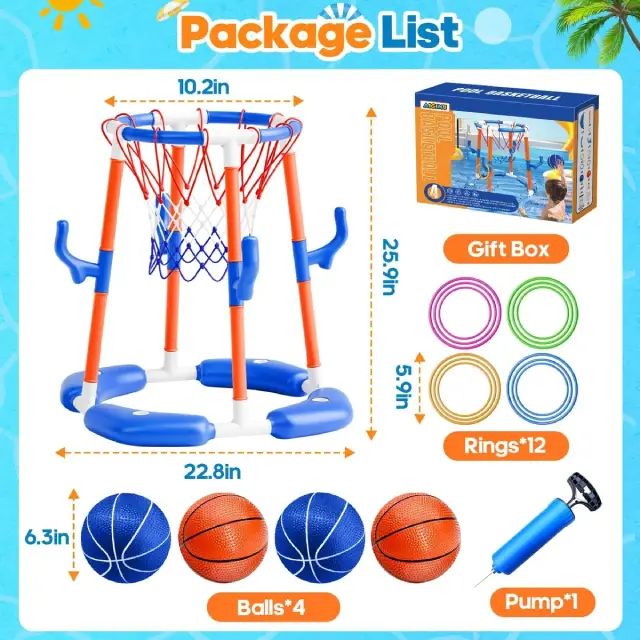 Set de Baloncesto y Juegos Múltiples Flotante para Piscina - imagen 3