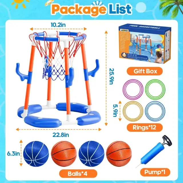 Set de Baloncesto y Juegos Múltiples Flotante para Piscina - imagen 3