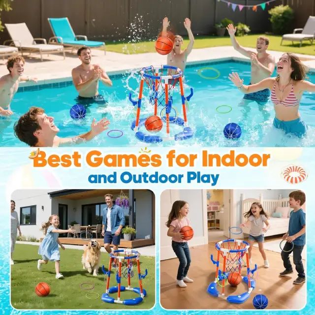Set de Baloncesto y Juegos Múltiples Flotante para Piscina - imagen 2