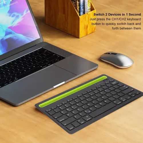 TECLADO INALÁMBRICO EN ESPAÑOL BLUETOOTH RECARGABLE CON SOPORTE PARA CELULAR O TABLET - imagen 4