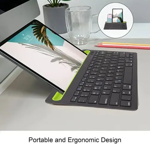 TECLADO INALÁMBRICO EN ESPAÑOL BLUETOOTH RECARGABLE CON SOPORTE PARA CELULAR O TABLET - imagen 3