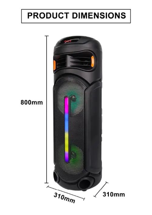Parlante Bluetooth Micrófono Control Remoto 2x8" 40W 80cm - imagen 2