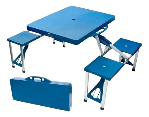 MESA CAMPING CON 4 SILLAS INTEGRADAS 85x65cm - imagen 2
