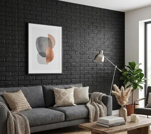 Placa adhesiva 3D para pared negra 70x77cm --- CAJA DE 150 UNIDADES - imagen 3