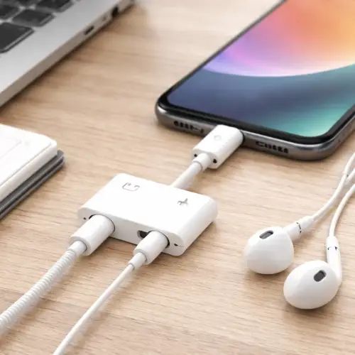 ADAPTADOR 3.5mm/LIGHTNING 2 EN 1 TREQA ABS - imagen 2