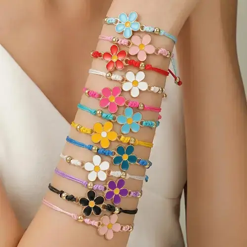 KIT/SET PULSERAS DISEÑO FLOR DE COLORES --- 12 UNIDADES - imagen 4