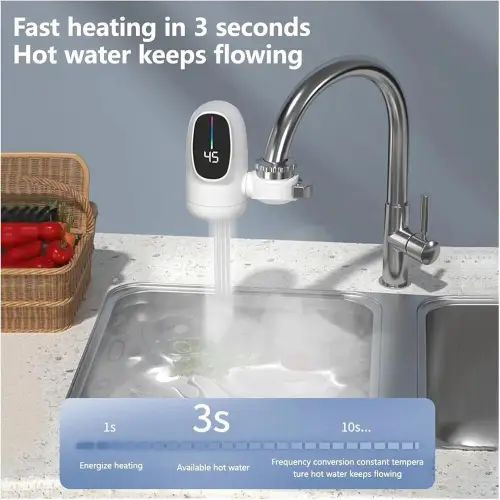 Calentador Agua Eléctrico Canilla Grifo Lavamanos Regulable - imagen 3