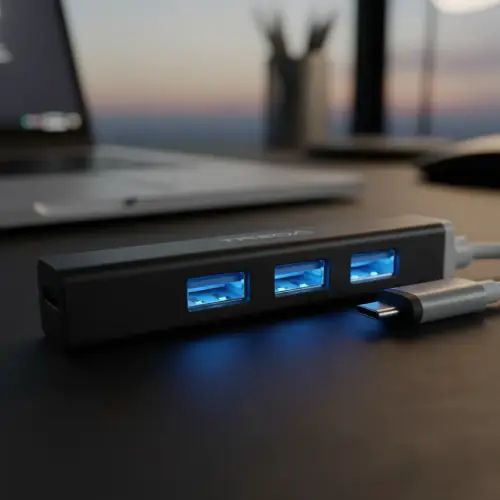HUB 4 PUERTOS USB TREQA CON ADAPTADOR TIPO C - imagen 2