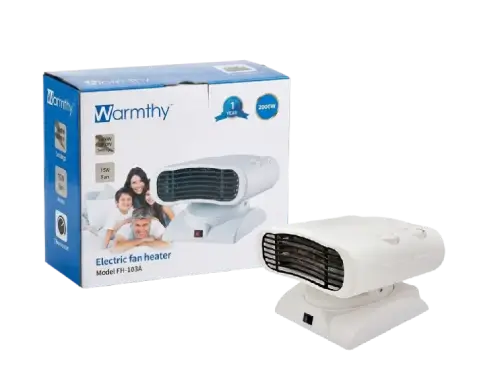 Calefactor Movible 2000W Ventilador 15W Termostato Ajustable 23x15x20cm