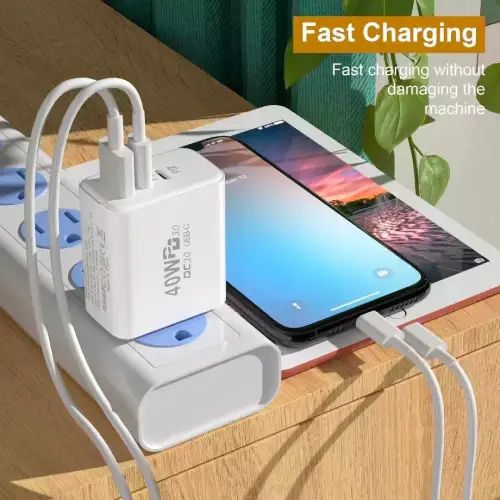 Ficha Cargadora USB + 2 Tipo C 40Wpd - imagen 2