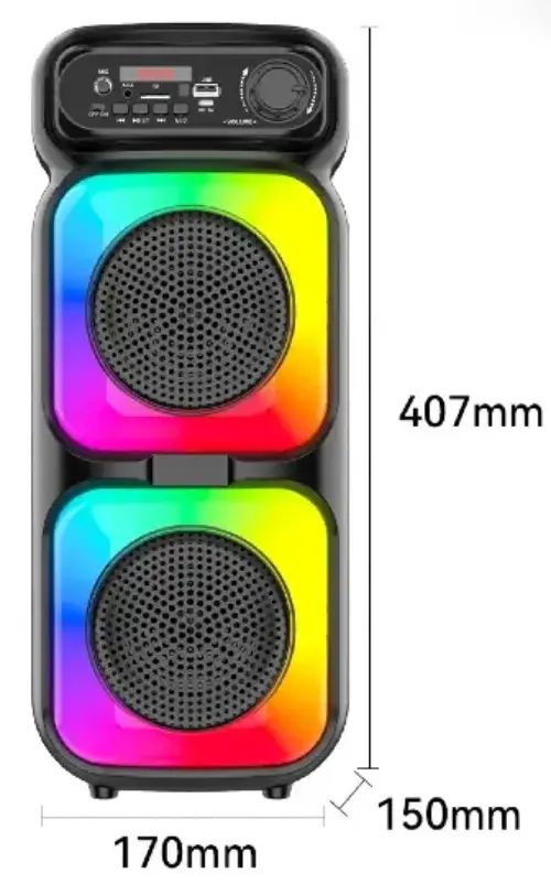 PARLANTE PORTÁTIL 4" c/CONTROL REMOTO Y MICRÓFONO DISEÑO CUADRADO 1500mAh 8W - imagen 2