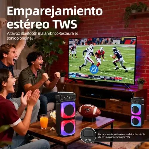 PARLANTE PORTÁTIL 4" c/CONTROL REMOTO Y MICRÓFONO DISEÑO CUADRADO 1500mAh 8W - imagen 3