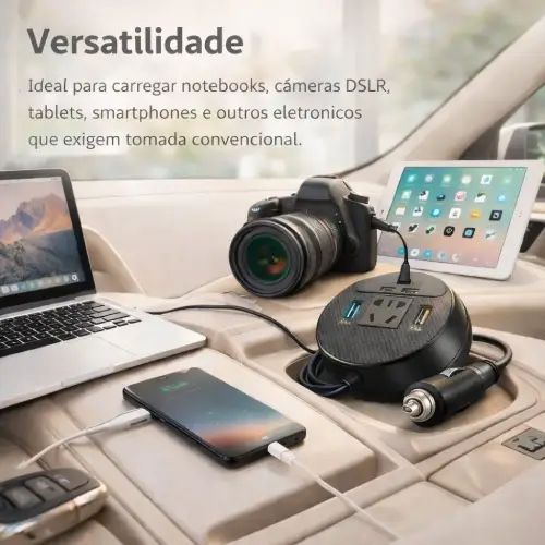 CONVERTIDOR DE ENERGÍA CON CABLE PARA AUTO 12 - 220V - imagen 2