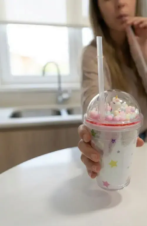 Vaso de acrílico con tapa rosca y sorbito Burbujas - imagen 2