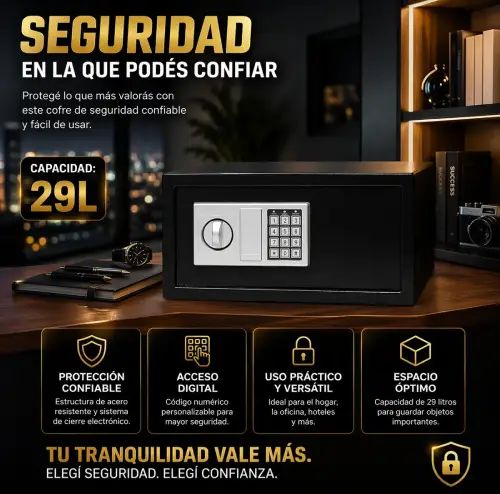COFRE DE SEGURIDAD DIGITAL HASTA 29L 7.3kgs 42x37x20cm - imagen 2