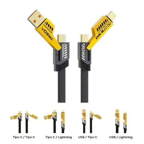 CABLE REFORZADO DE CARGA RÁPIDA Y DATOS USB 4 EN 1 TREQA 1.2M - imagen 2