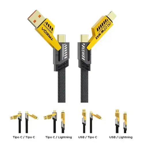 CABLE REFORZADO DE CARGA RÁPIDA Y DATOS USB 4 EN 1 TREQA 1.2M - imagen 2