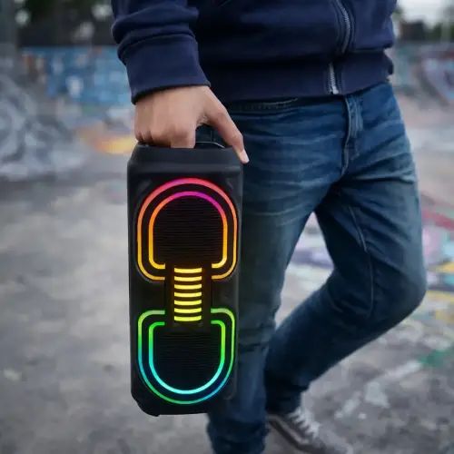 Parlante Altavoz Portátil Bluetooth Luz Led 38x14cm - imagen 2