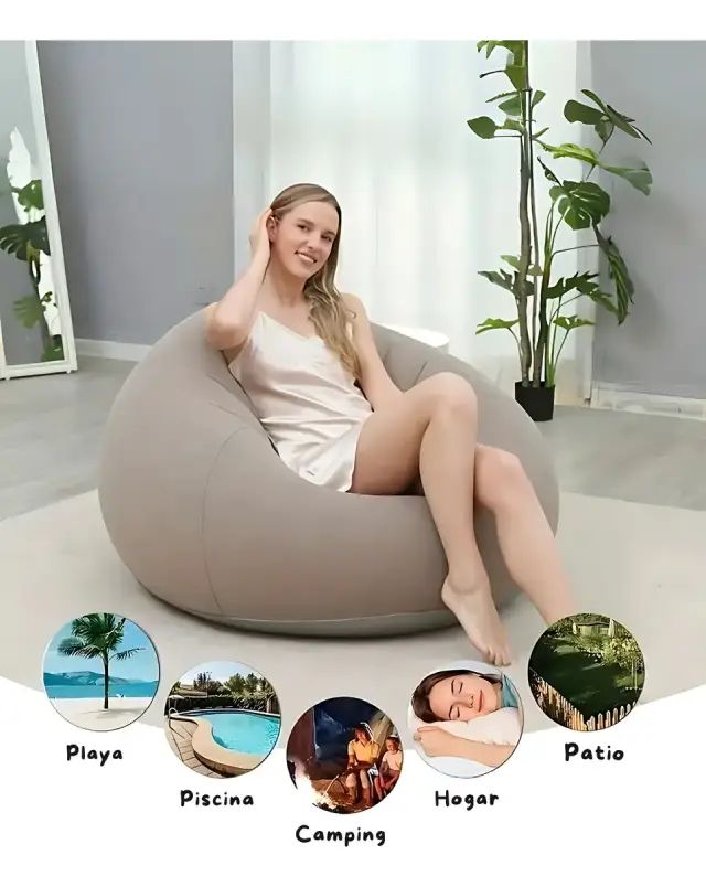 Sillón Puff Inflable Con Respaldo para Interior o Exterior - imagen 3