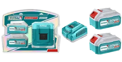 KIT/SET 2 BATERÍAS LITIO-ION 5.0Ah 20V + CARGADOR RÁPIDO 4A INDUSTRIAL
