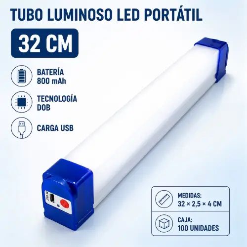 TUBO LED 32cm 800mAh PORTÁTIL RECARGABLE - imagen 2