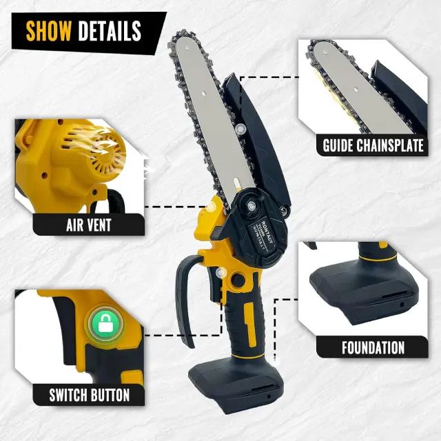 Mini Motosierra Inalámbrica Recargable 6" - imagen 3