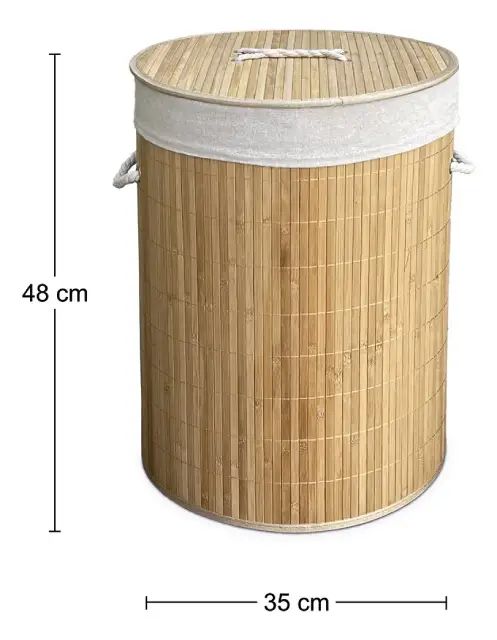 Cesto De Ropa De Bambú Cilíndrico - imagen 3