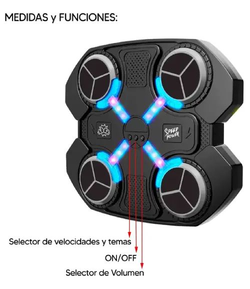 MÁQUINA DE BOXEO CON GUANTES 4 OBJETIVOS MÚSICA Y LUCES ABS 32x27.7x4.6cm - imagen 4