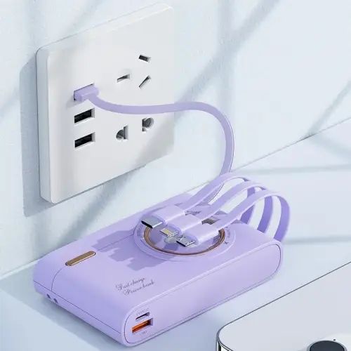 Power Bank Compacto con Carga Inalámbrica y Cables Integrados - imagen 3
