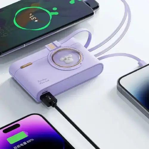 Power Bank Compacto con Carga Inalámbrica y Cables Integrados - imagen 2