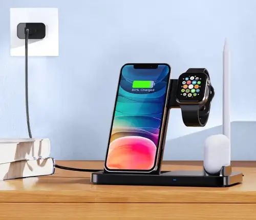 ESTACIÓN DE CARGA 4 EN 1 INALÁMBRICA SMARTPHONES, iWATCH, AIRPODS DISEÑO MAGNÉTICO - imagen 3