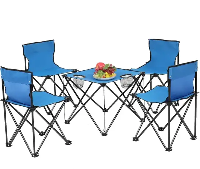 Set De Mesa Con 4 Sillas Plegables Para Exterior Marca Ovoukp - imagen 2