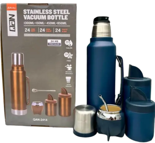 Set de 1 termo de 1300 ml, 1 mate, 1 bombilla y 2 yerberas. - imagen 2