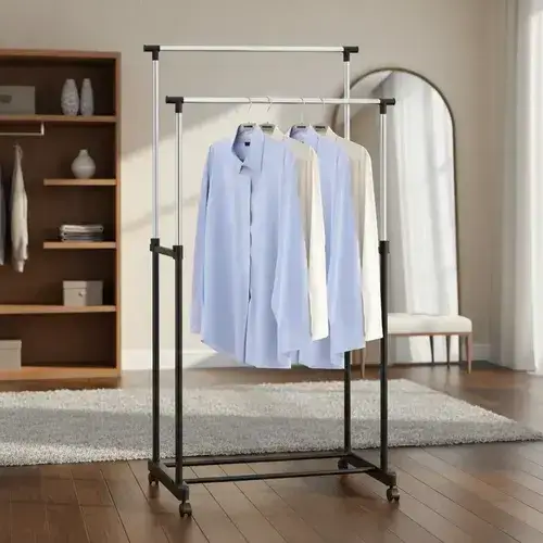 ORGANIZADOR Y PERCHERO DOBLE RUEDA 72 a 130x45cm - imagen 2